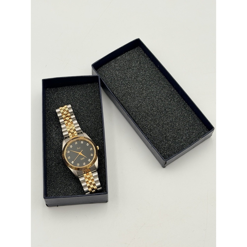 Vintage Rod Two Tone Diamond Quartz  Fashion Watch Boxed Needs Battery Untested
